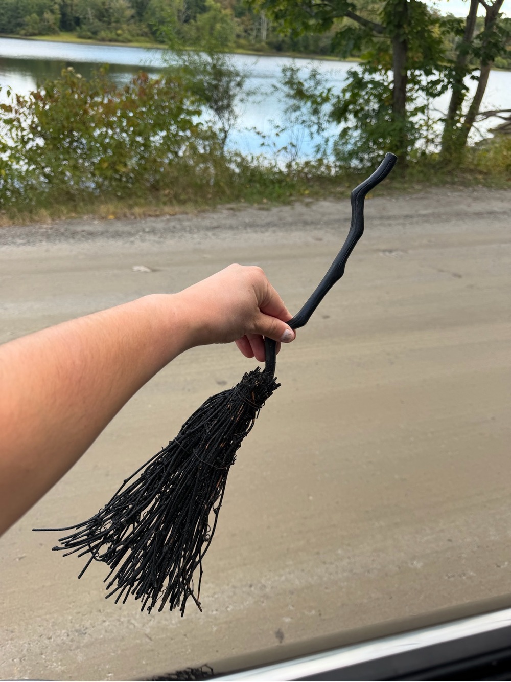 Black Decorative Witches Broom Halloween Decor